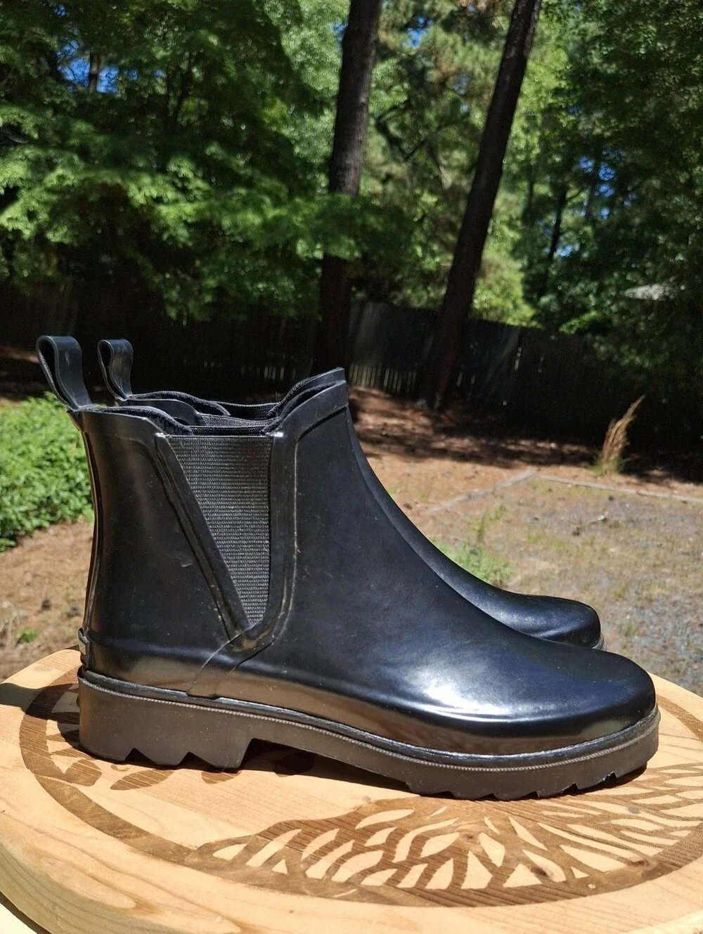 Vintage Polo Sport Ralph Lauren Black Rubber Chelsea Rain Boots Size 7